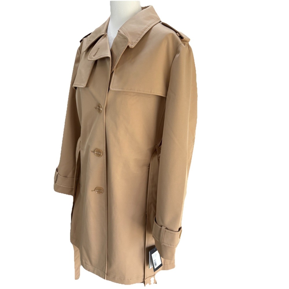 NWT Kate Spade Trench Coat Tan Carmel Classic Pleated Back Skirt Size Woman XXL - Picture 4 of 14